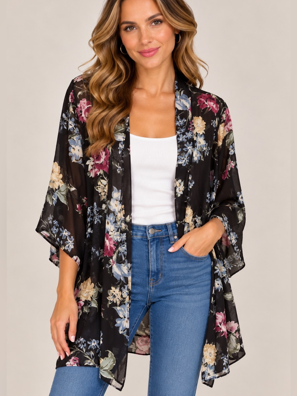 Helena Quinn Sheer Floral Kaftan‎